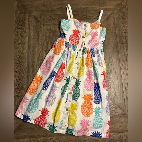 Mini Boden Pineapple Cotton Linen Sundress Size 9-10 years - Picture 1 of 6